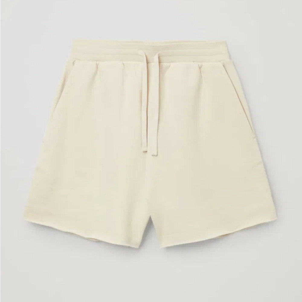 COS Cream Drawstring Cotton Shorts